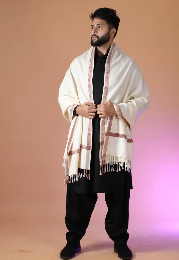 Shifneen_Acrylic_Self_Design_Men_Shawl_White