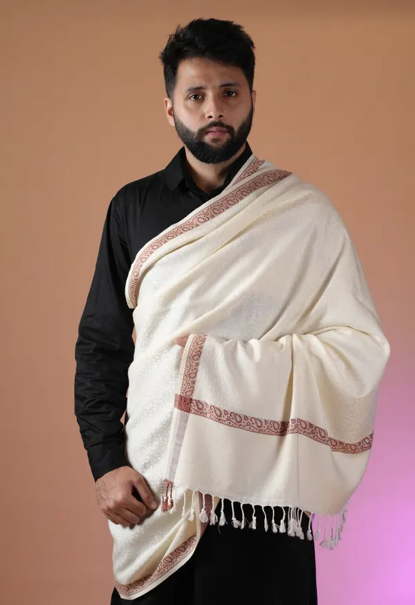 Shifneen_Acrylic_Self_Design_Men_Shawl_White