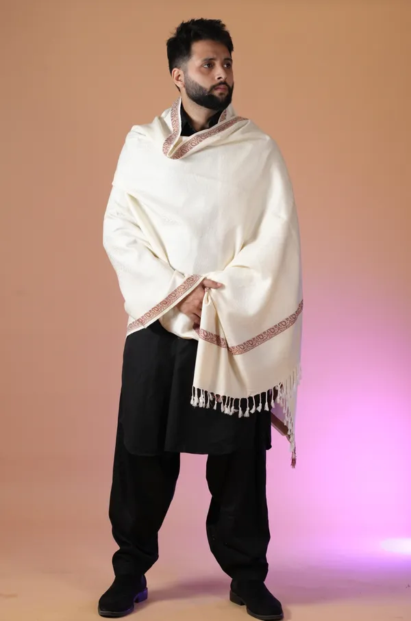 Shifneen_Acrylic_Self_Design_Men_Shawl_White