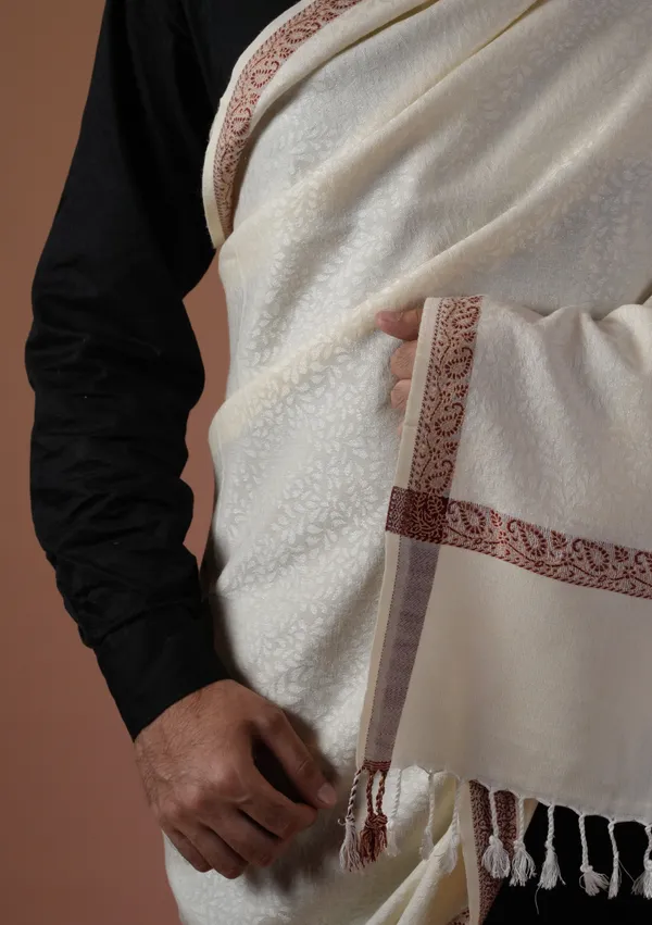 Shifneen_Acrylic_Self_Design_Men_Shawl_White