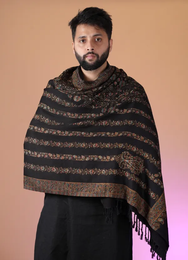 Shifneen_Acrylic_Woven_Men_Shawl_Black