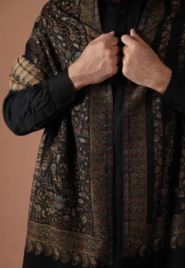 Shifneen_Acrylic_Woven_Men_Shawl_Black
