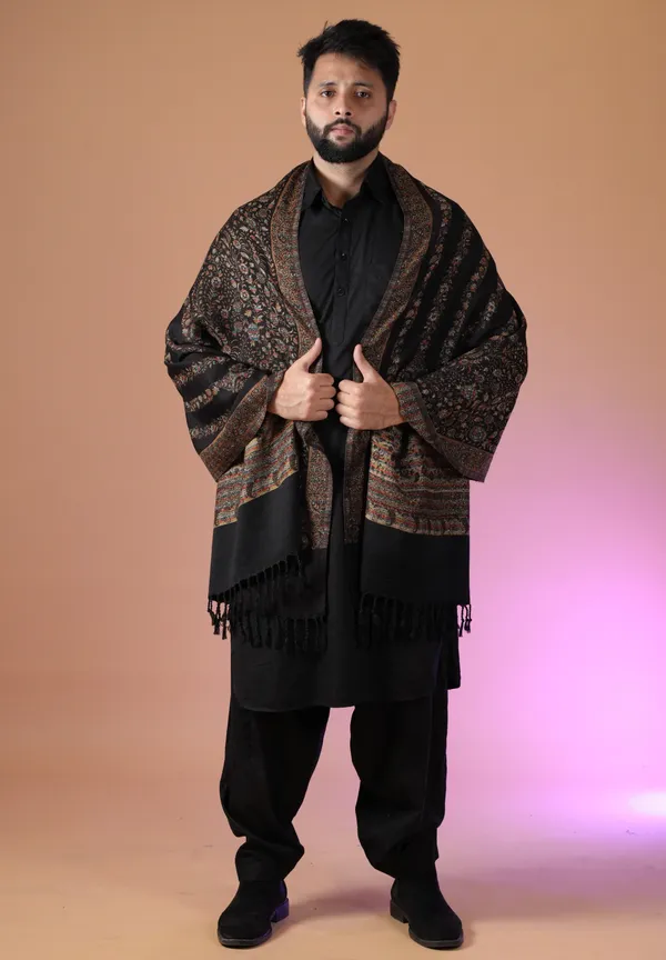 Shifneen_Acrylic_Woven_Men_Shawl_Black