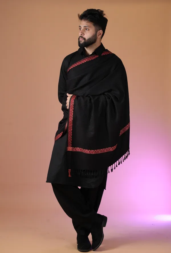 Shifneen_Acrylic_Self_Design_Men_Shawl_Black