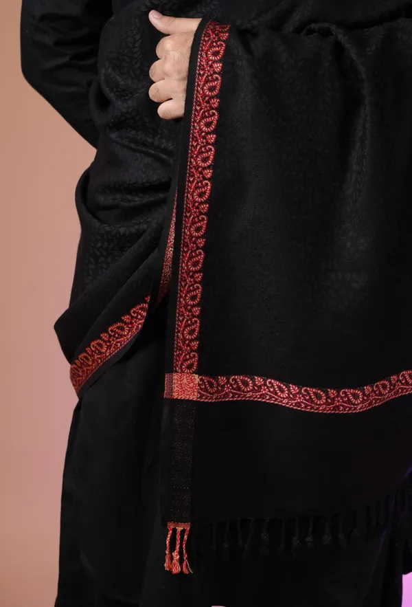 Shifneen_Acrylic_Self_Design_Men_Shawl_Black