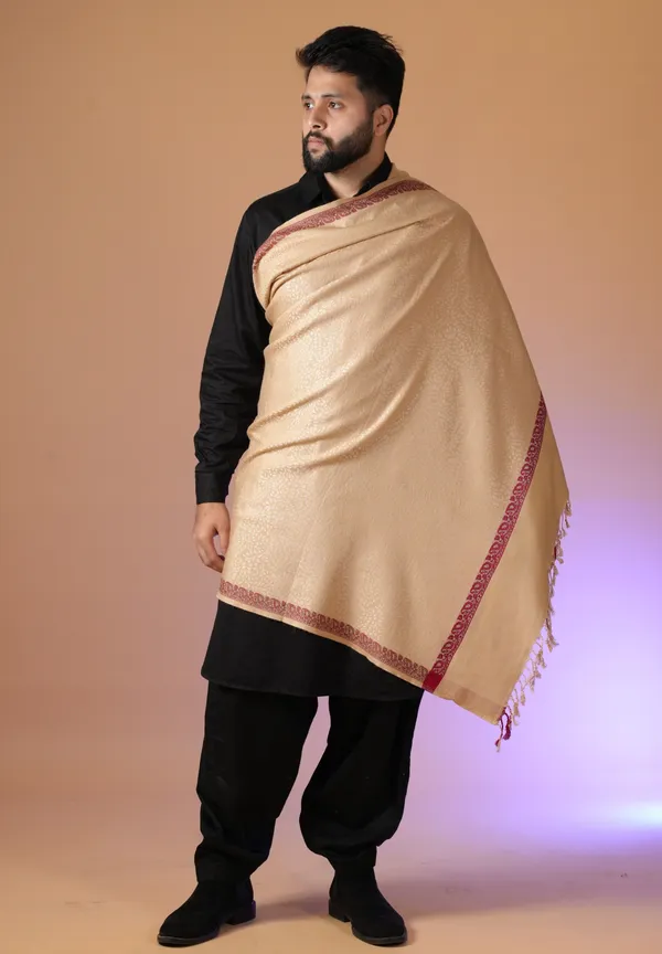 Shifneen_Acrylic_Self_Design_Men_Shawl_Beige