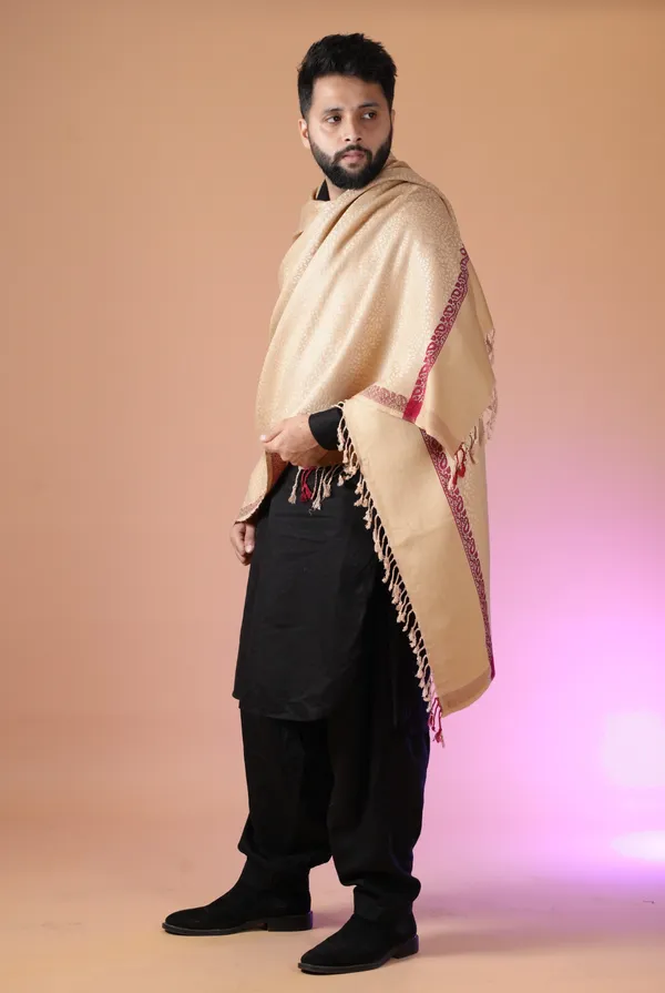 Shifneen_Acrylic_Self_Design_Men_Shawl_Beige