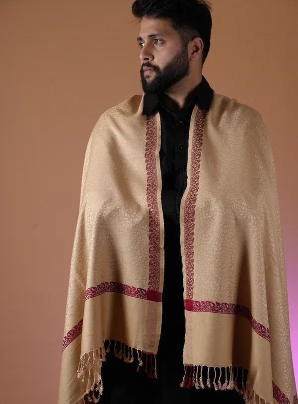 Shifneen_Acrylic_Self_Design_Men_Shawl_Beige