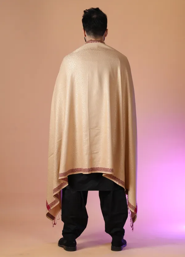 Shifneen_Acrylic_Self_Design_Men_Shawl_Beige
