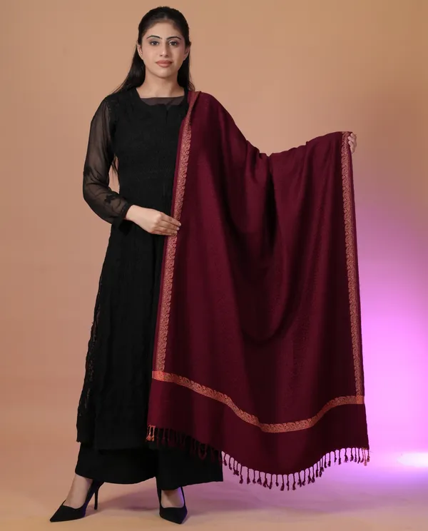 Shifneen_Acrylic_Self_Design_Women_Shawl_Maroon
