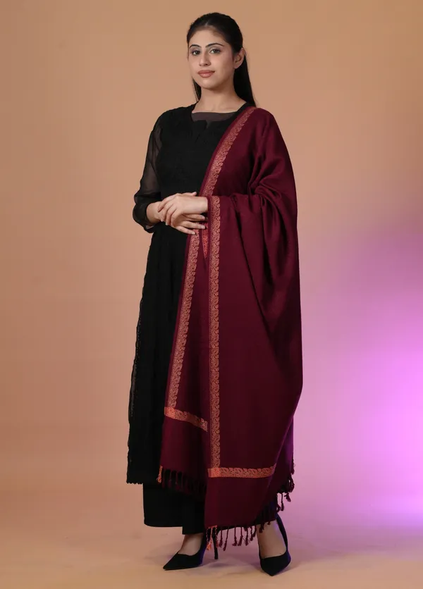 Shifneen_Acrylic_Self_Design_Women_Shawl_Maroon