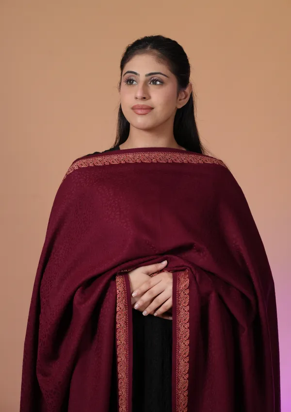 Shifneen_Acrylic_Self_Design_Women_Shawl_Maroon
