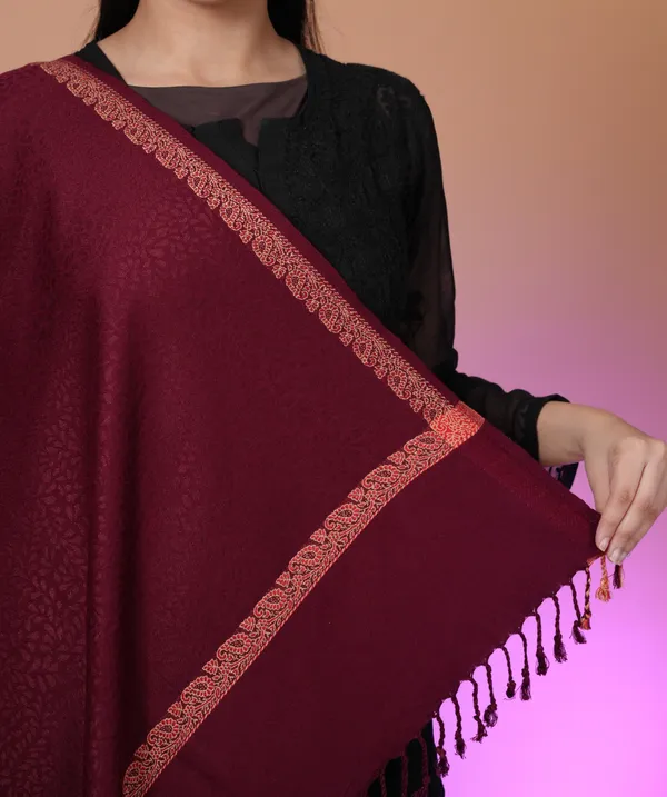 Shifneen_Acrylic_Self_Design_Women_Shawl_Maroon
