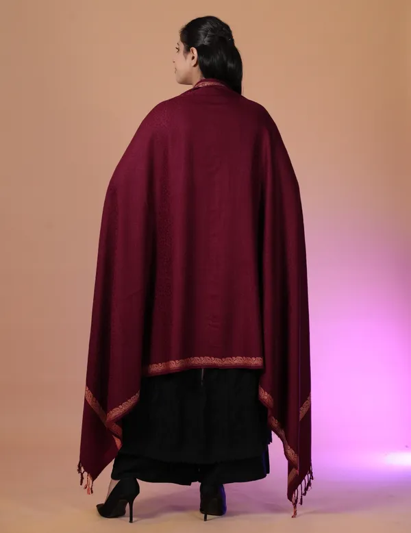 Shifneen_Acrylic_Self_Design_Women_Shawl_Maroon