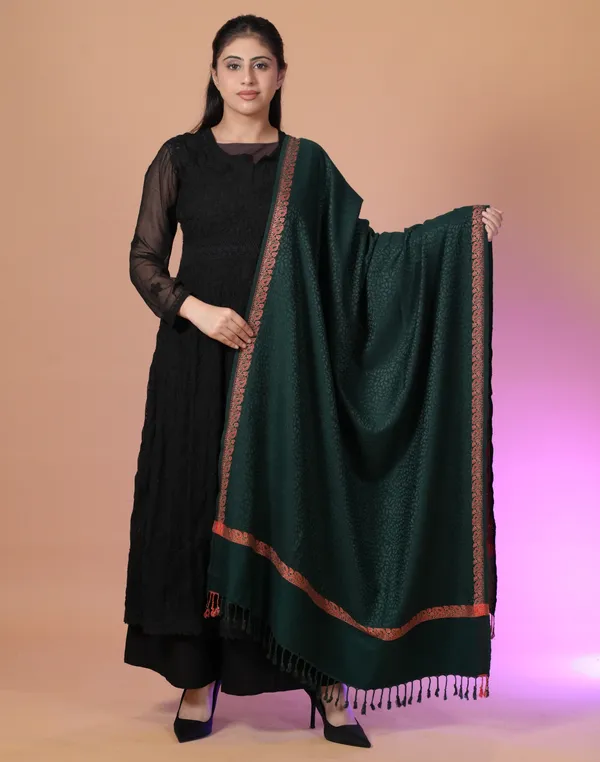 Shifneen_Acrylic_Self_Design_Women_Shawl_Dark_Green
