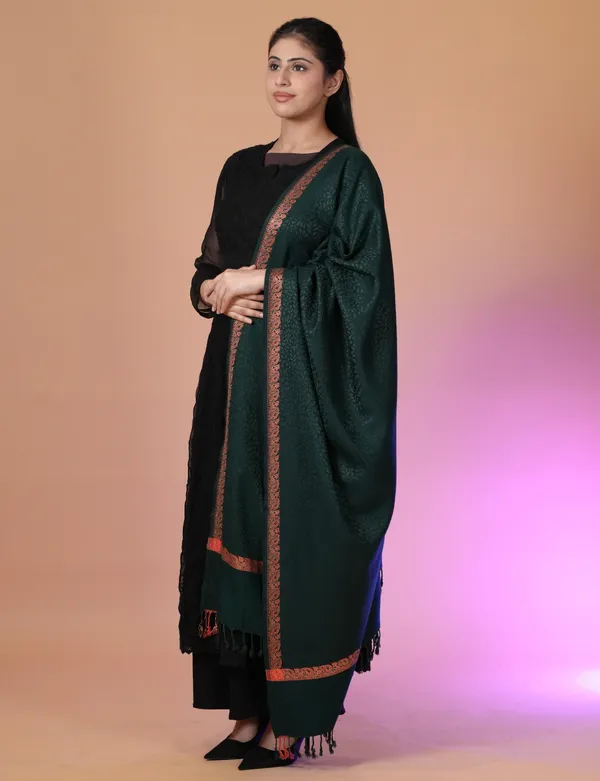 Shifneen_Acrylic_Self_Design_Women_Shawl_Dark_Green