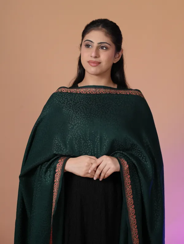 Shifneen_Acrylic_Self_Design_Women_Shawl_Dark_Green