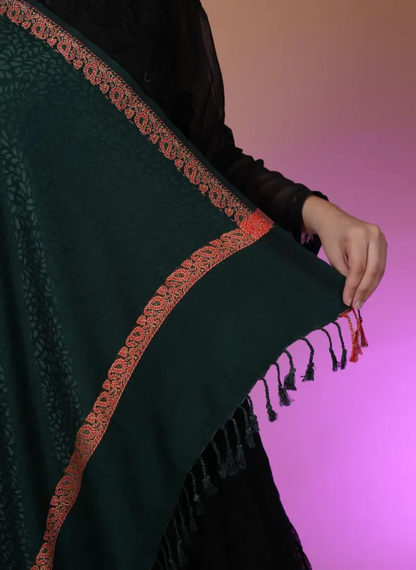 Shifneen_Acrylic_Self_Design_Women_Shawl_Dark_Green