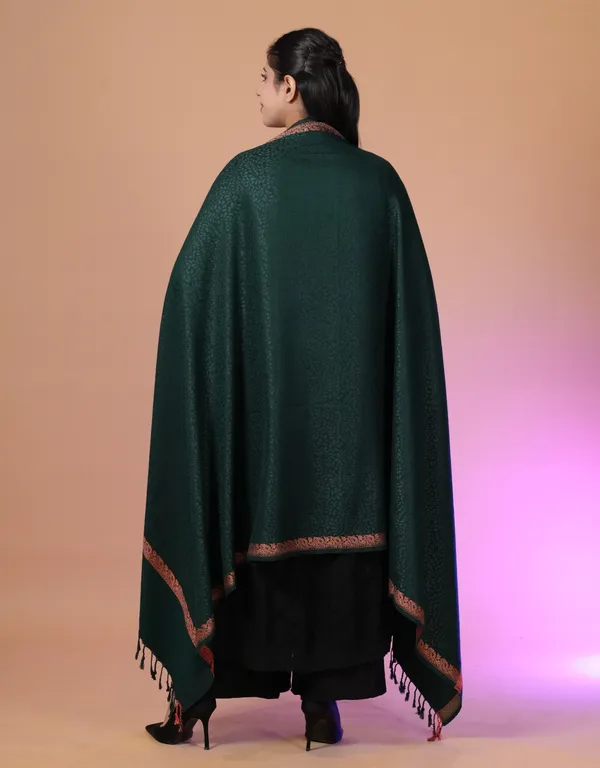 Shifneen_Acrylic_Self_Design_Women_Shawl_Dark_Green