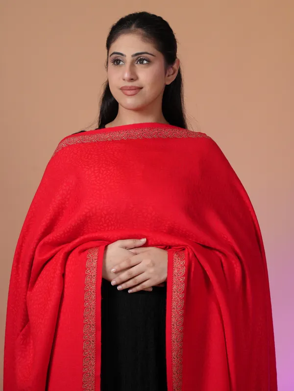 Shifneen_Acrylic_Self_Design_Women_Shawl_Red