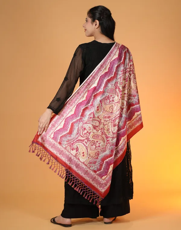 Shifneen_Velvet_Printed_Women_Shawl_Red