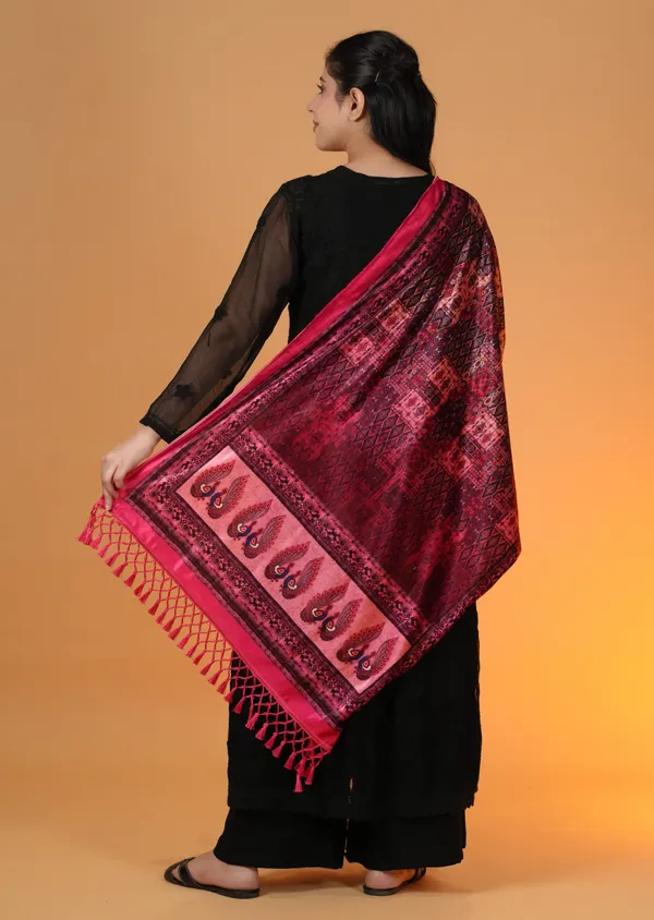 Shifneen_Velvet_Printed_Women_Shawl_Pink