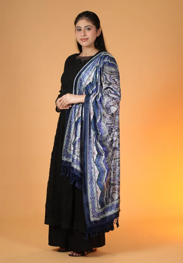 Shifneen_Velvet_Printed_Women_Shawl_Blue