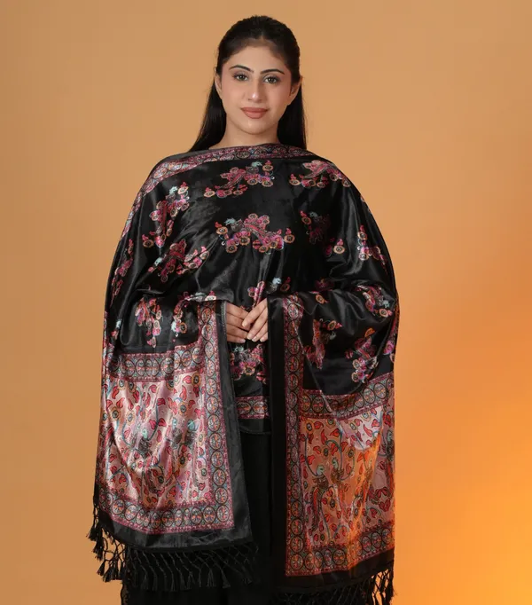 Shifneen_Velvet_Printed_Women_Shawl_Black