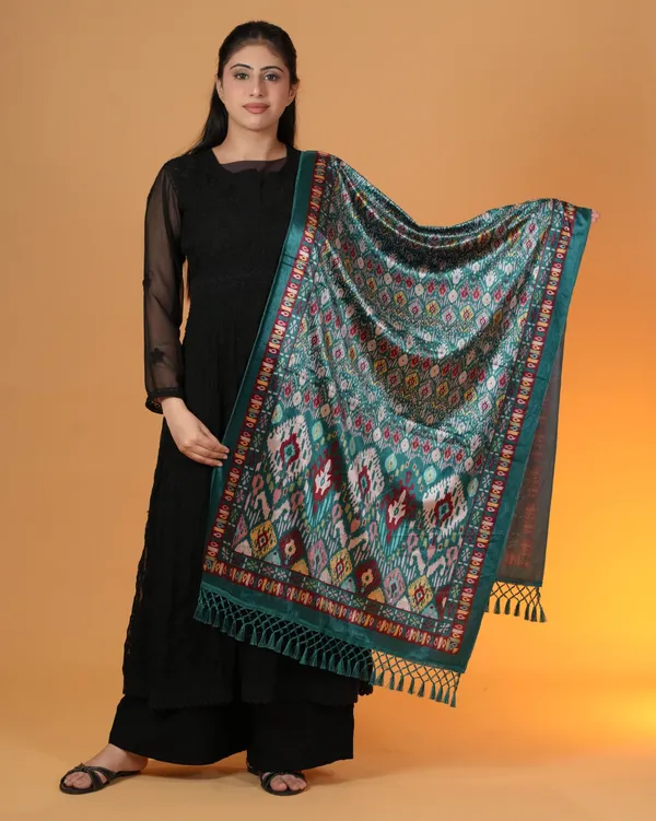 Shifneen_Velvet_Printed_Women_Shawl_Green