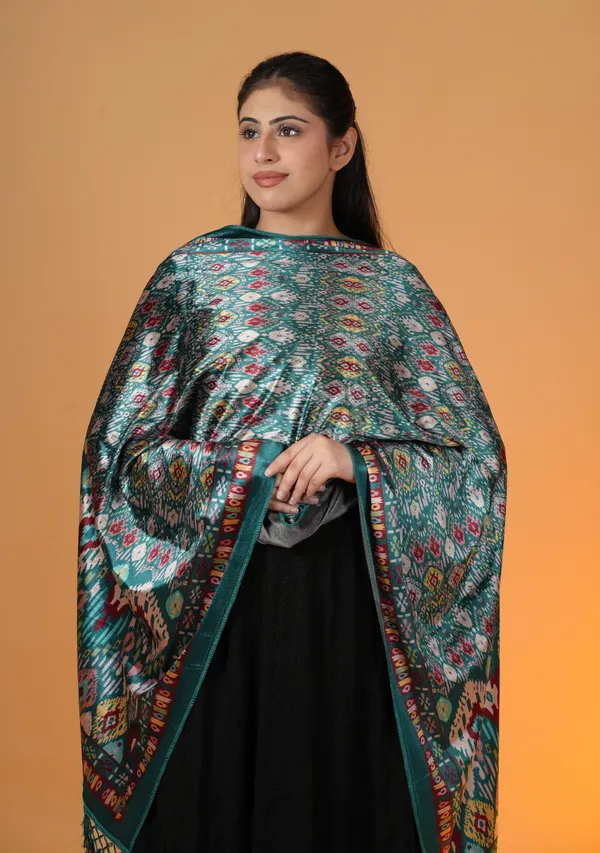 Shifneen_Velvet_Printed_Women_Shawl_Green