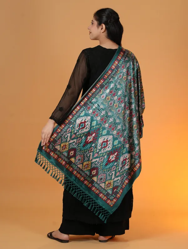 Shifneen_Velvet_Printed_Women_Shawl_Green