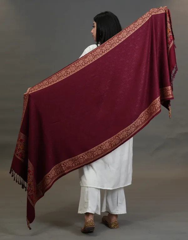Shifneen_Acrylic_Self_Design_Women_Shawl_Maroon