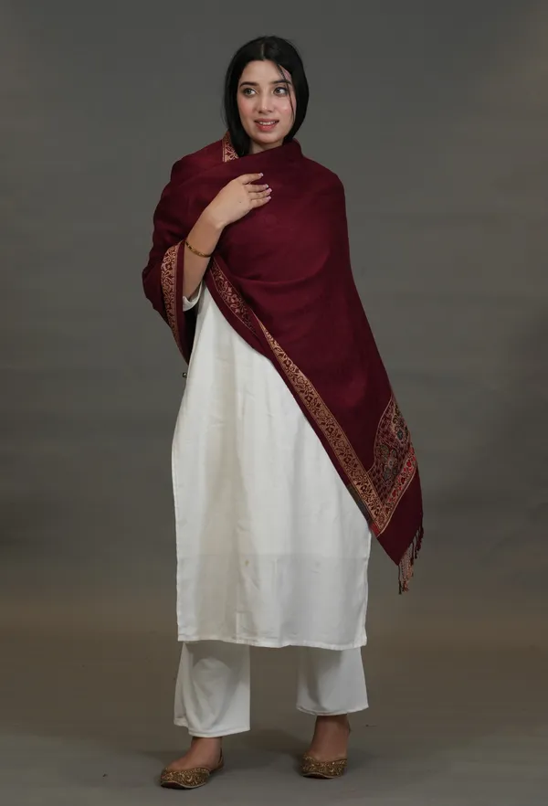 Shifneen_Acrylic_Self_Design_Women_Shawl_Maroon