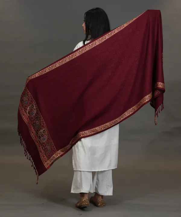 Shifneen_Acrylic_Self_Design_Women_Shawl_Maroon