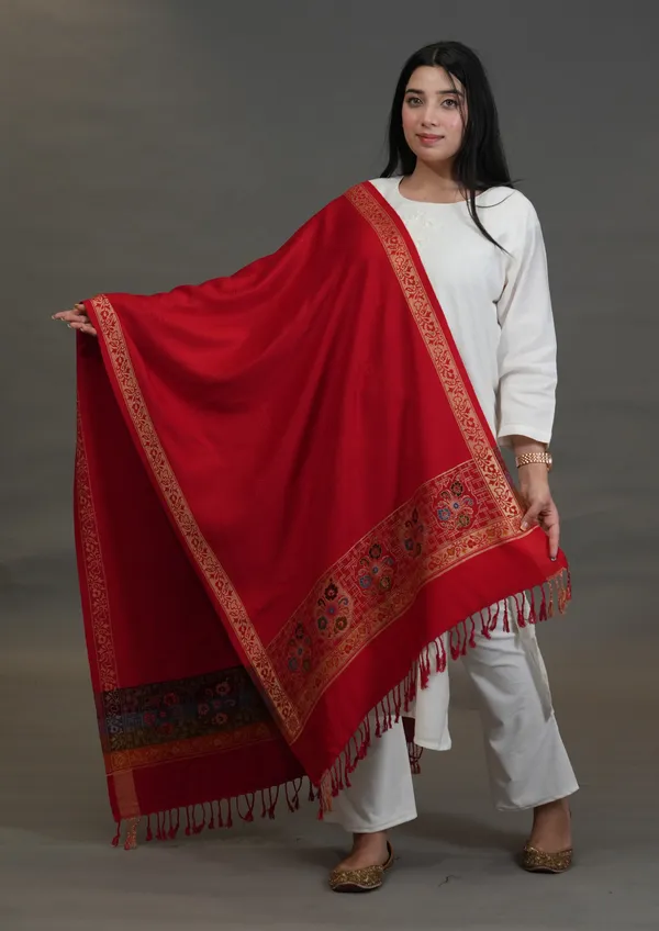 Shifneen_Acrylic_Self_Design_Women_Shawl_Red