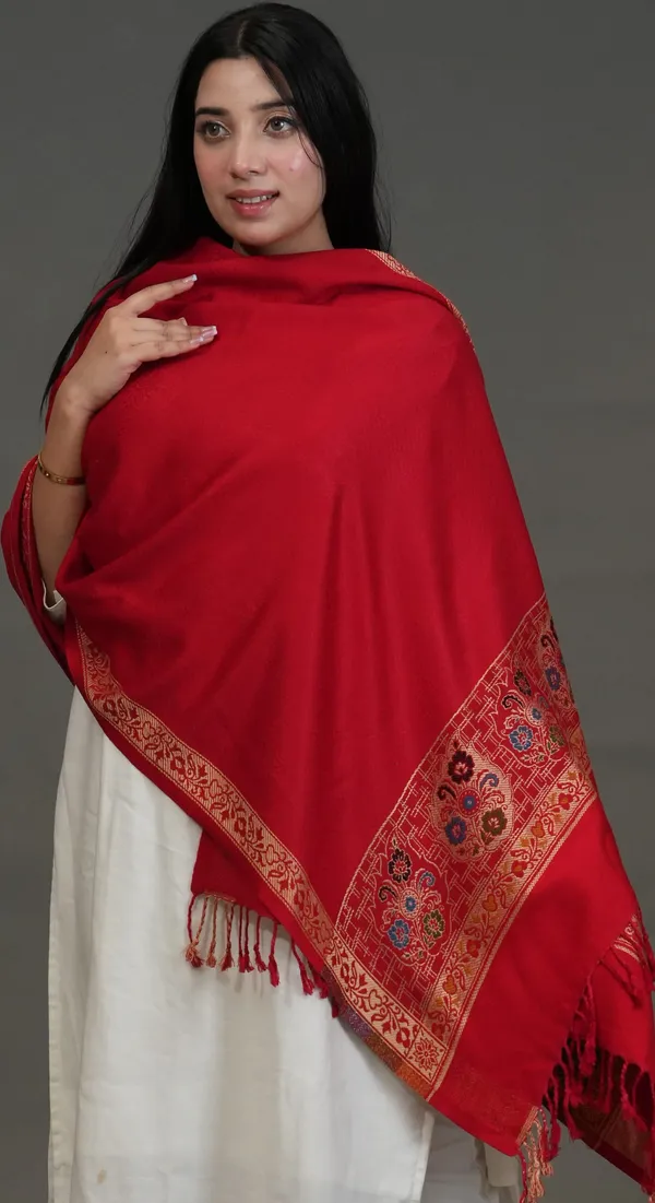 Shifneen_Acrylic_Self_Design_Women_Shawl_Red
