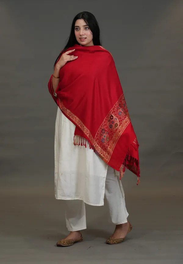 Shifneen_Acrylic_Self_Design_Women_Shawl_Red