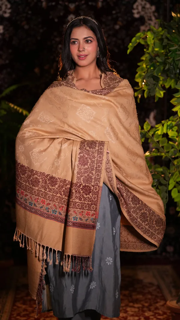 Shifneen_Acrylic_Self_Design_Women_Shawl_Beige