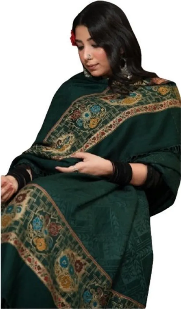 Shifneen_Acrylic_Printed_Women_Shawl_Dark_Green