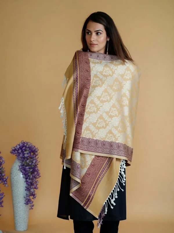Shifneen_Acrylic_Printed_Women_Shawl_Beige