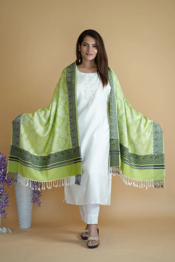 Shifneen_Acrylic_Printed_Women_Shawl_Green
