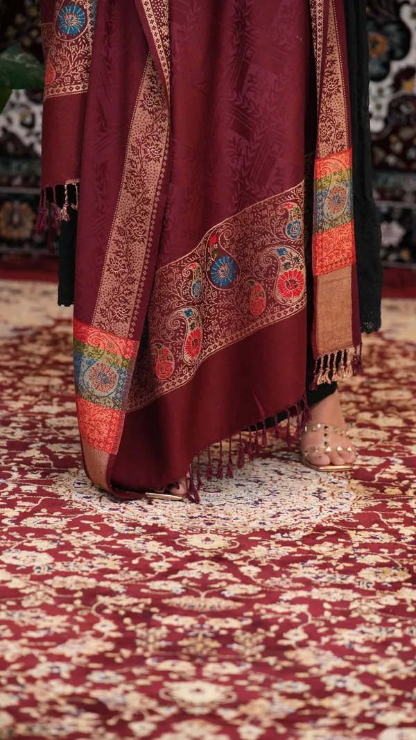 Shifneen_Acrylic_Self_Design_Women_Shawl_Maroon