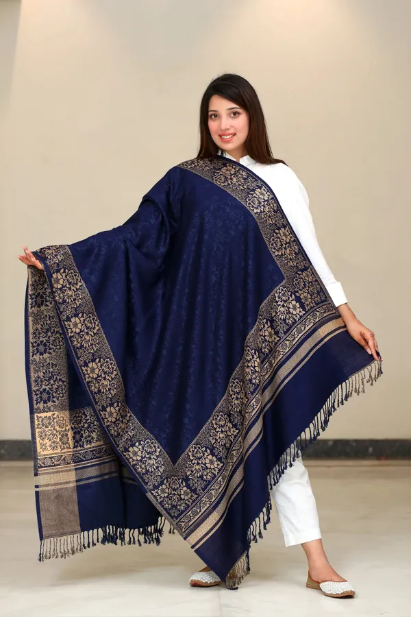 Shifneen_Acrylic_Self_Design_Women_Shawl_Blue