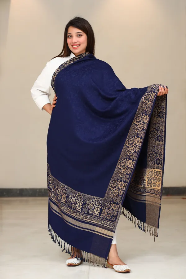 Shifneen_Acrylic_Self_Design_Women_Shawl_Blue
