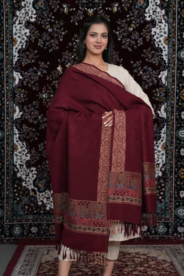 Shifneen_Acrylic_Printed_Women_Shawl_Maroon