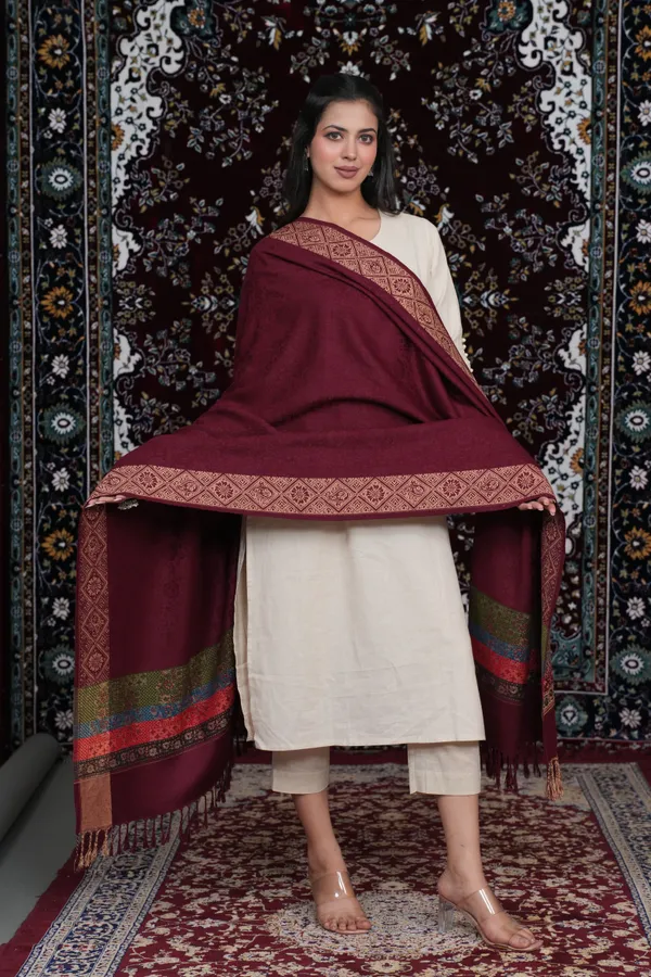 Shifneen_Acrylic_Printed_Women_Shawl_Maroon