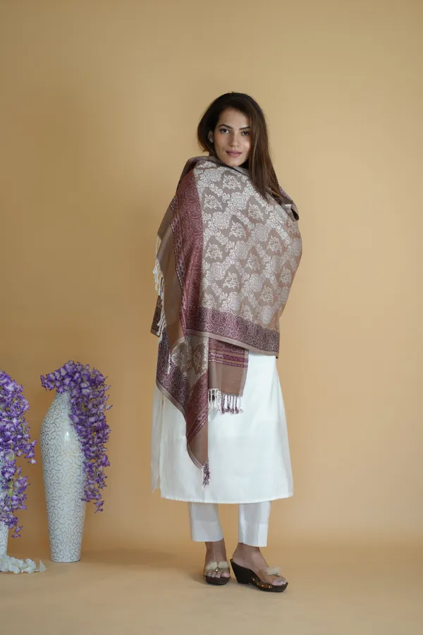 Shifneen_Acrylic_Printed_Women_Shawl_Brown