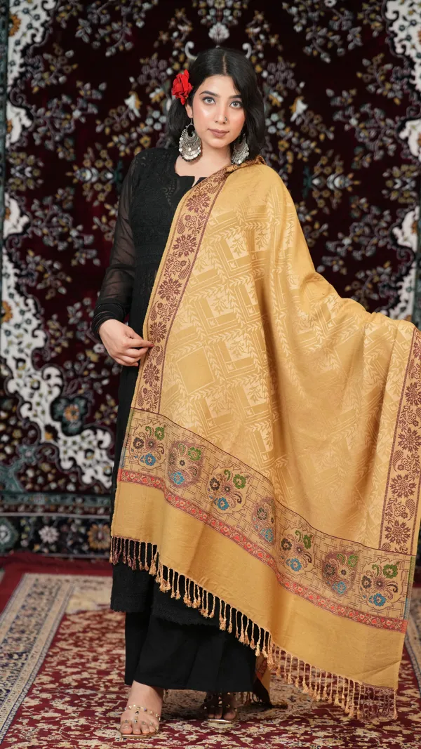 Shifneen_Acrylic_Printed_Women_Shawl_Gold