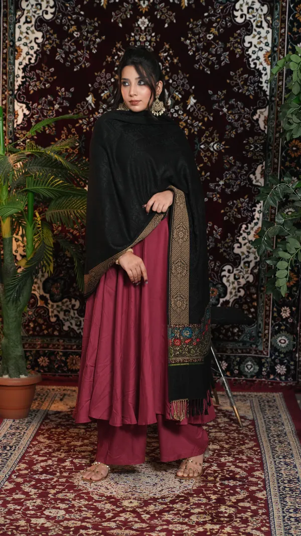 Shifneen_Acrylic_Self_Design_Women_Shawl_Black