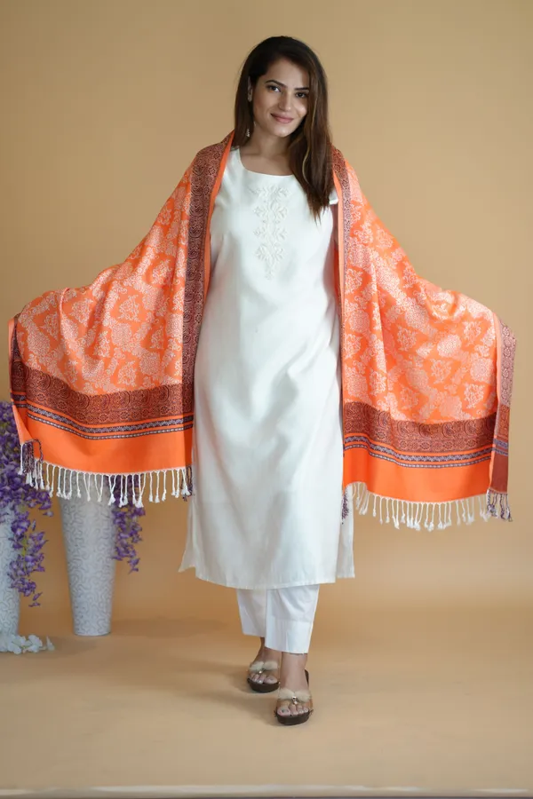 Shifneen_Acrylic_Printed_Women_Shawl_Orange